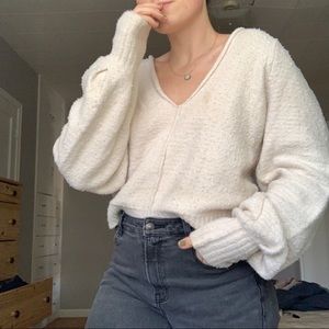Free People knit chunky slouchy sweater - cream/white